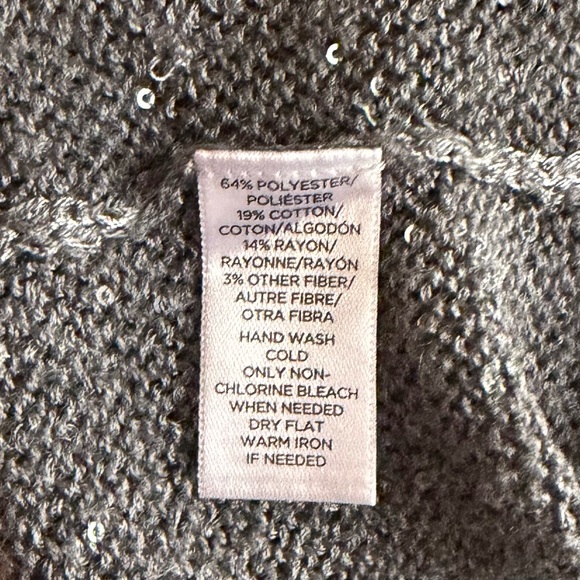 •LOFT• Gray Knit Sweater with Iridescent Sequins - Size Large - Picture 7 of 8